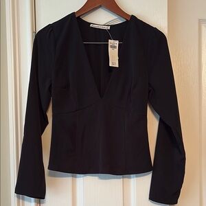 Abercrombie & Fitch Black Fitted Long Sleeve Blouse